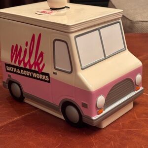 Bath & Body Works Pink and Cream Milk Truck Container
